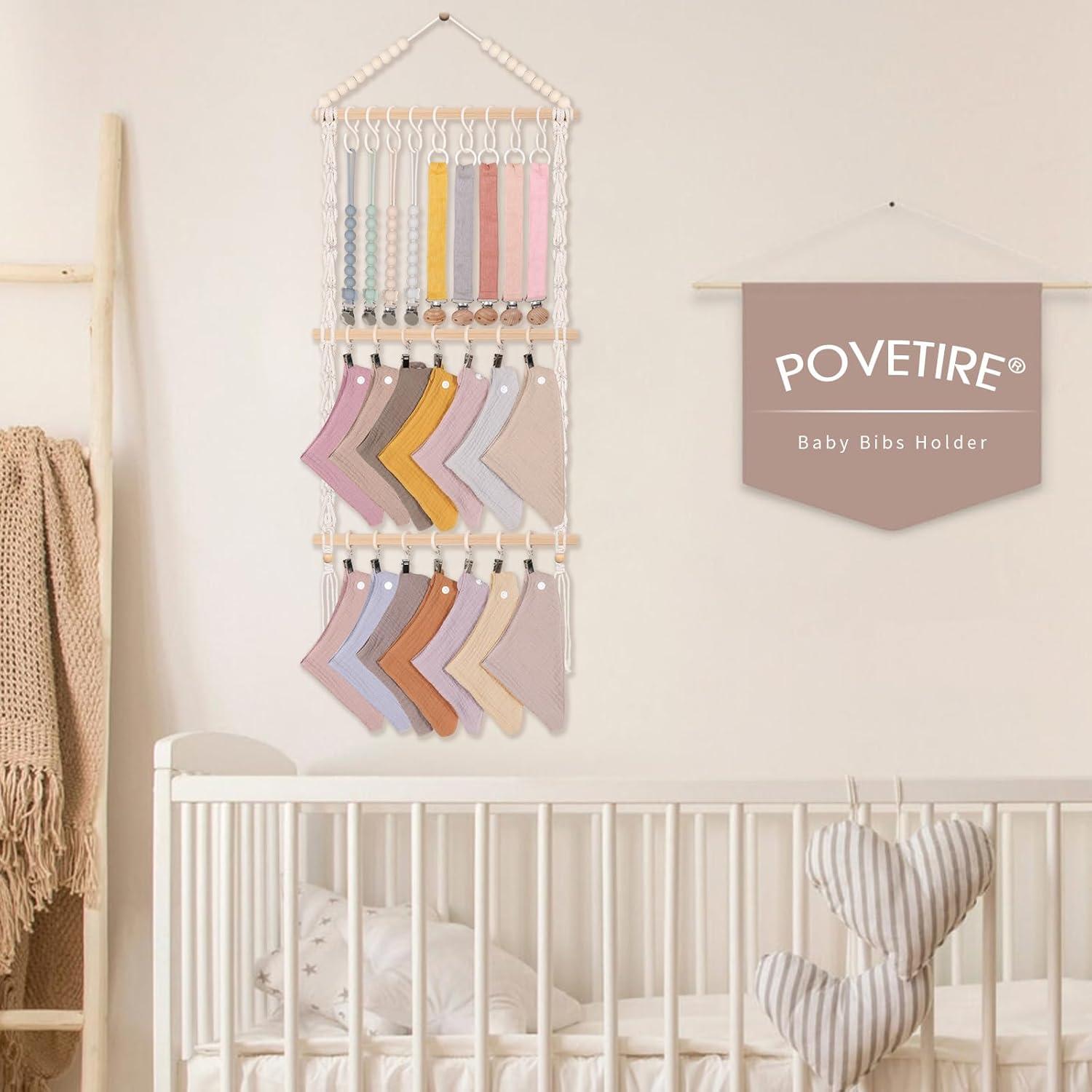 Organizador de Baberos POVETIRE Beige Madera de Haya 35.56x66.04cm