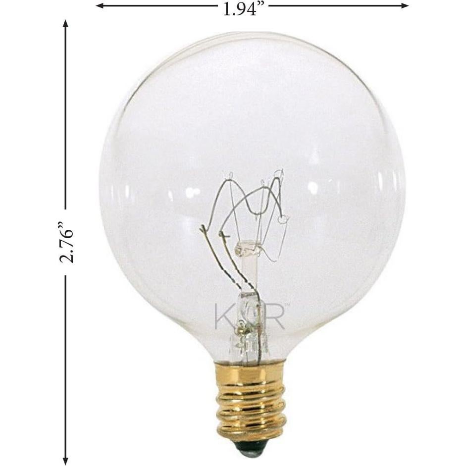 Bombillas Incandescentes KOR G16.5 E12 25W Paquete de 10