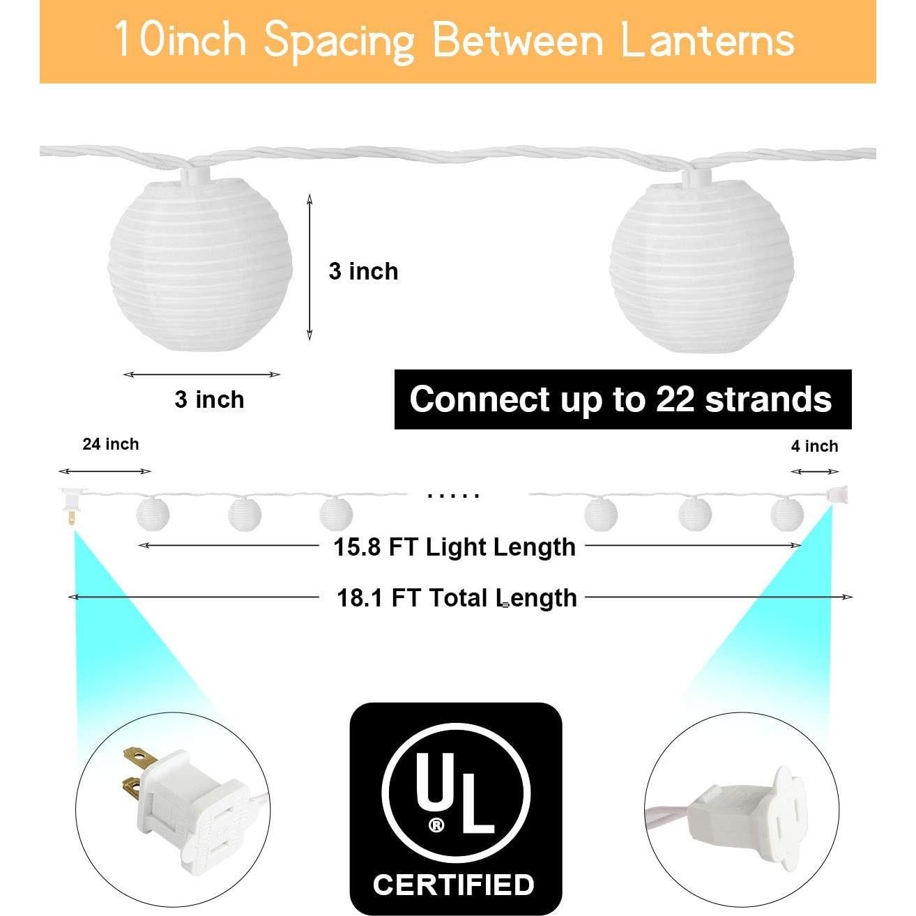 Luces de Cadena Enchufables TIGOMOOV 20 Mini Linternas Blancas