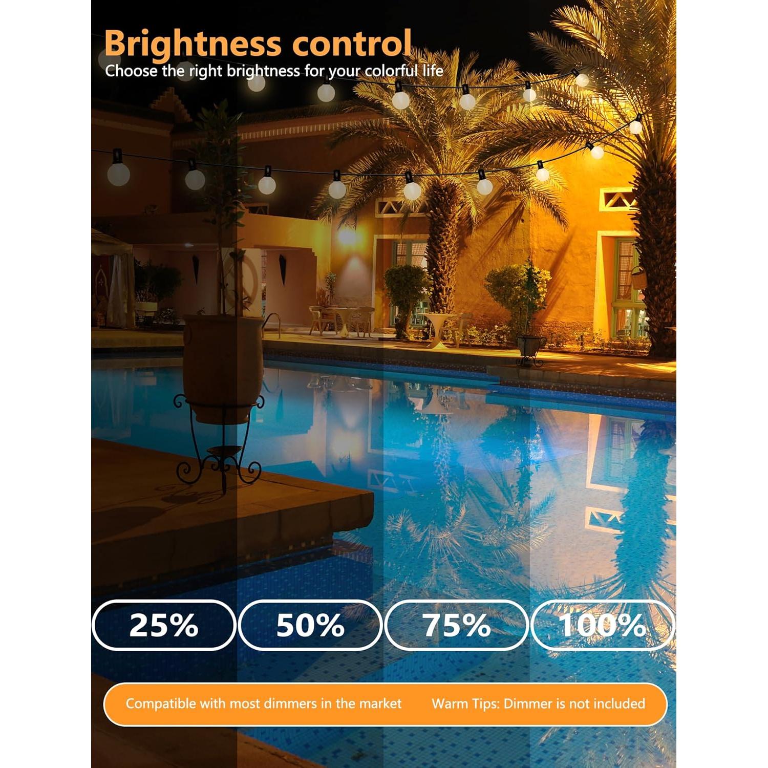 Paquete de 25 Bombillas LED G40 Mate 0.6W E12 Blanco Cálido