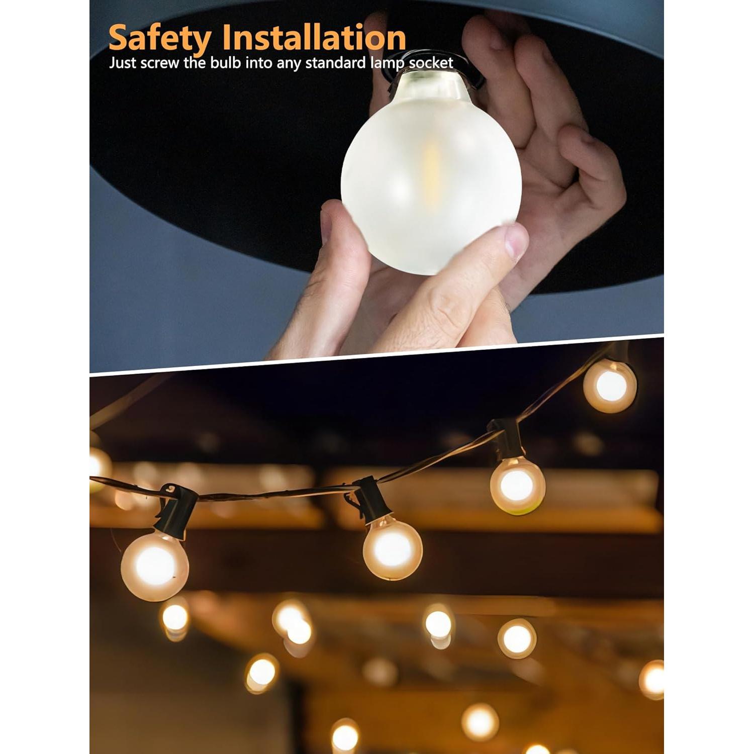 Paquete de 25 Bombillas LED G40 Mate 0.6W E12 Blanco Cálido