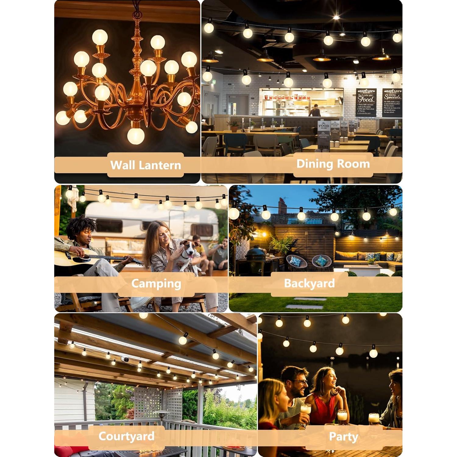 Paquete de 25 Bombillas LED G40 Mate 0.6W E12 Blanco Cálido