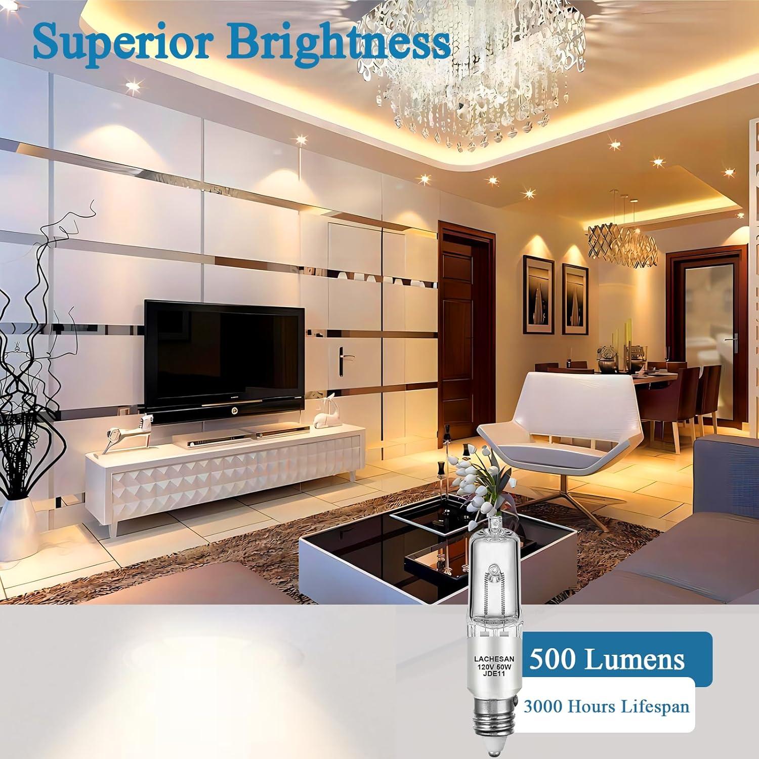 Bombilla Halógena E11 Lachesan 50W 2700K Regulable Paquete de 4