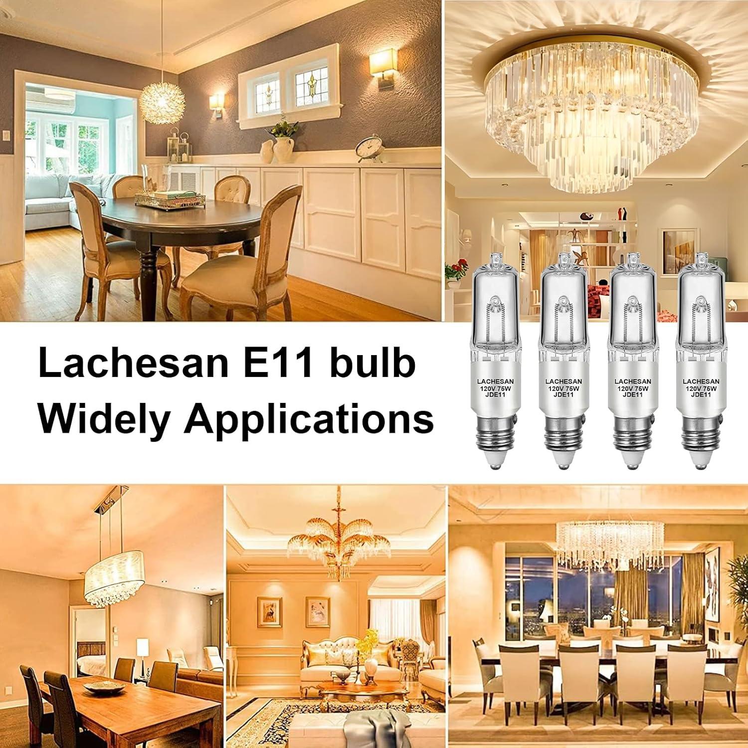 Bombilla Halógena E11 Lachesan 50W 2700K Regulable Paquete de 4