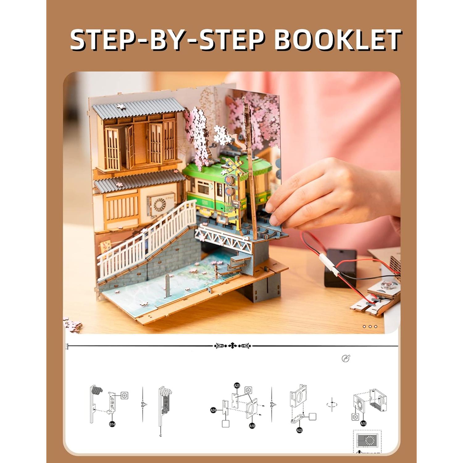 Rolife Kit de Libro Nook LED Sakura Densya - Rompecabezas 3D
