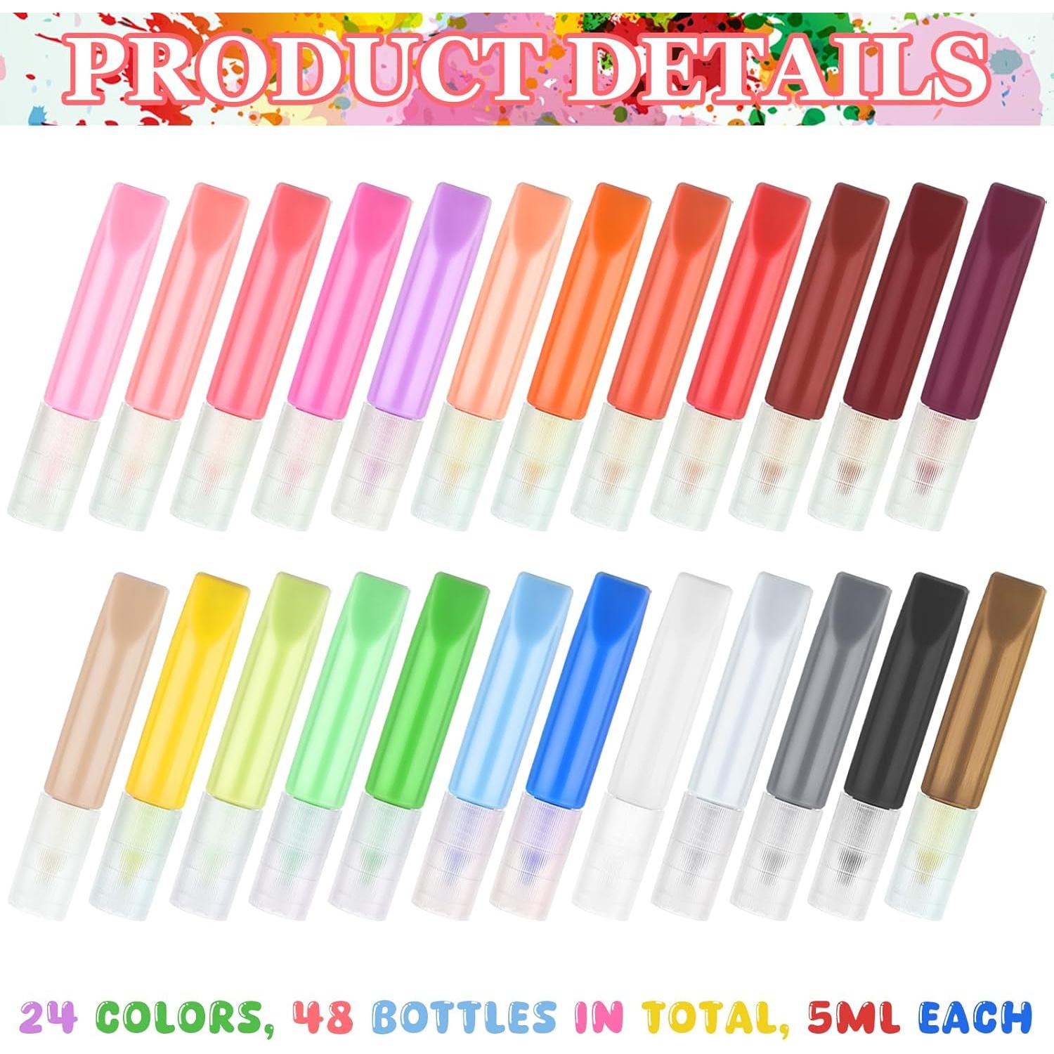 48 Marcadores de Pintura Acrílica JunLiHong 5ml 24 Colores