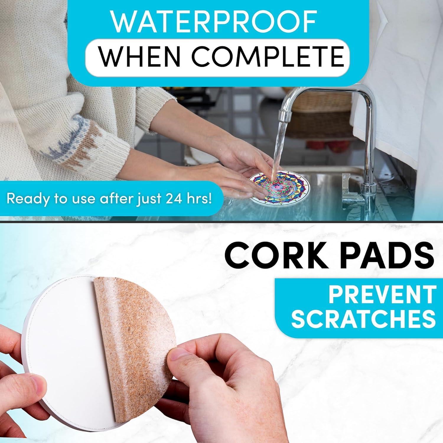 Kit de Posavasos Mandalas DIY Hula Home - 8 Cerámicos con Marcadores