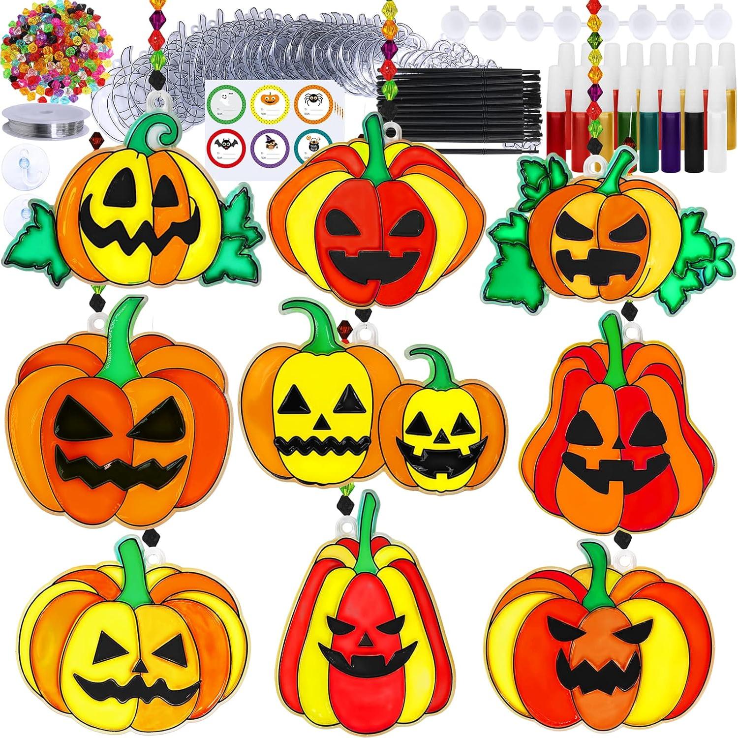 Kit de Manualidades Suncatchers Calabaza Halloween Winlyn 27 Piezas