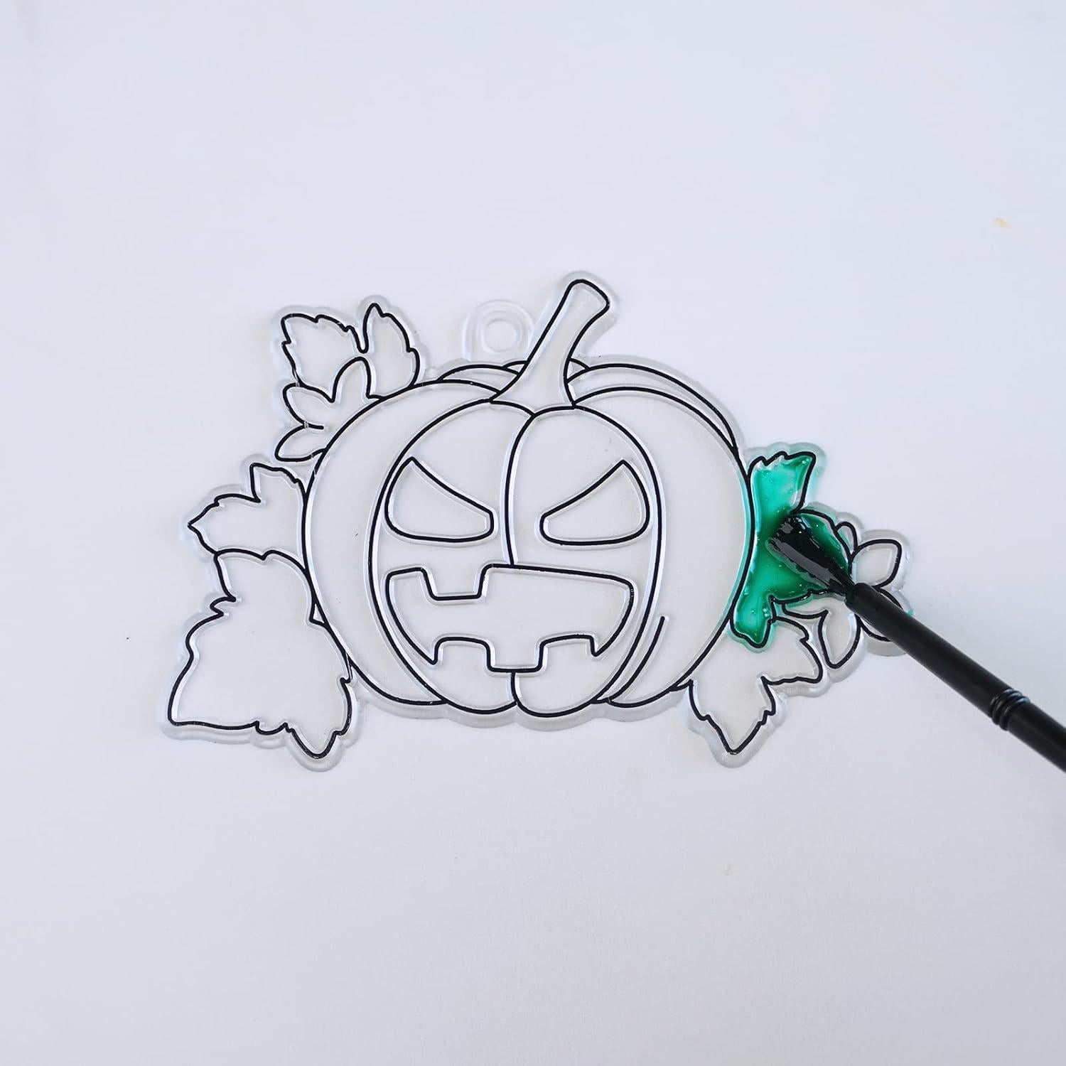 Kit de Manualidades Suncatchers Calabaza Halloween Winlyn 27 Piezas