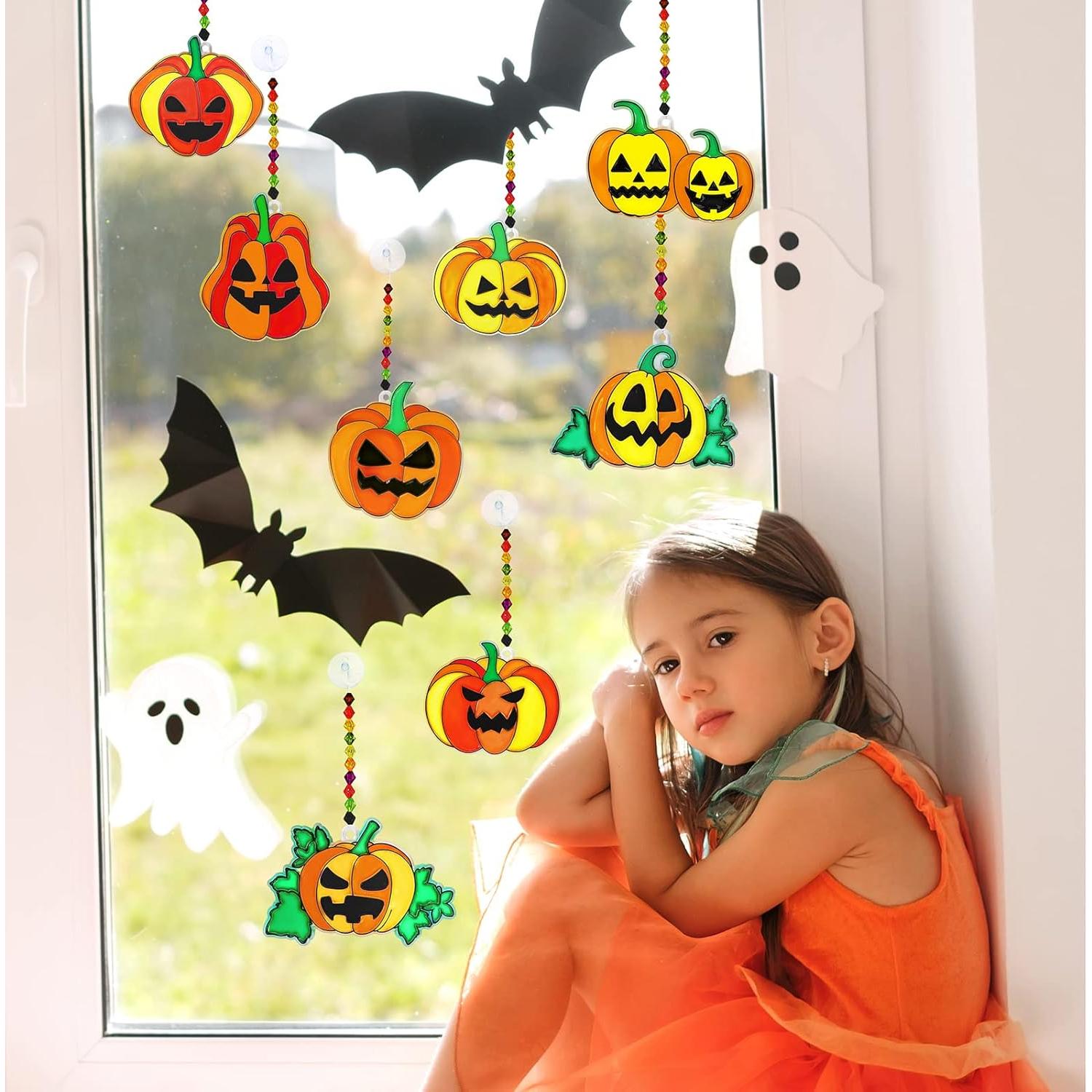 Kit de Manualidades Suncatchers Calabaza Halloween Winlyn 27 Piezas