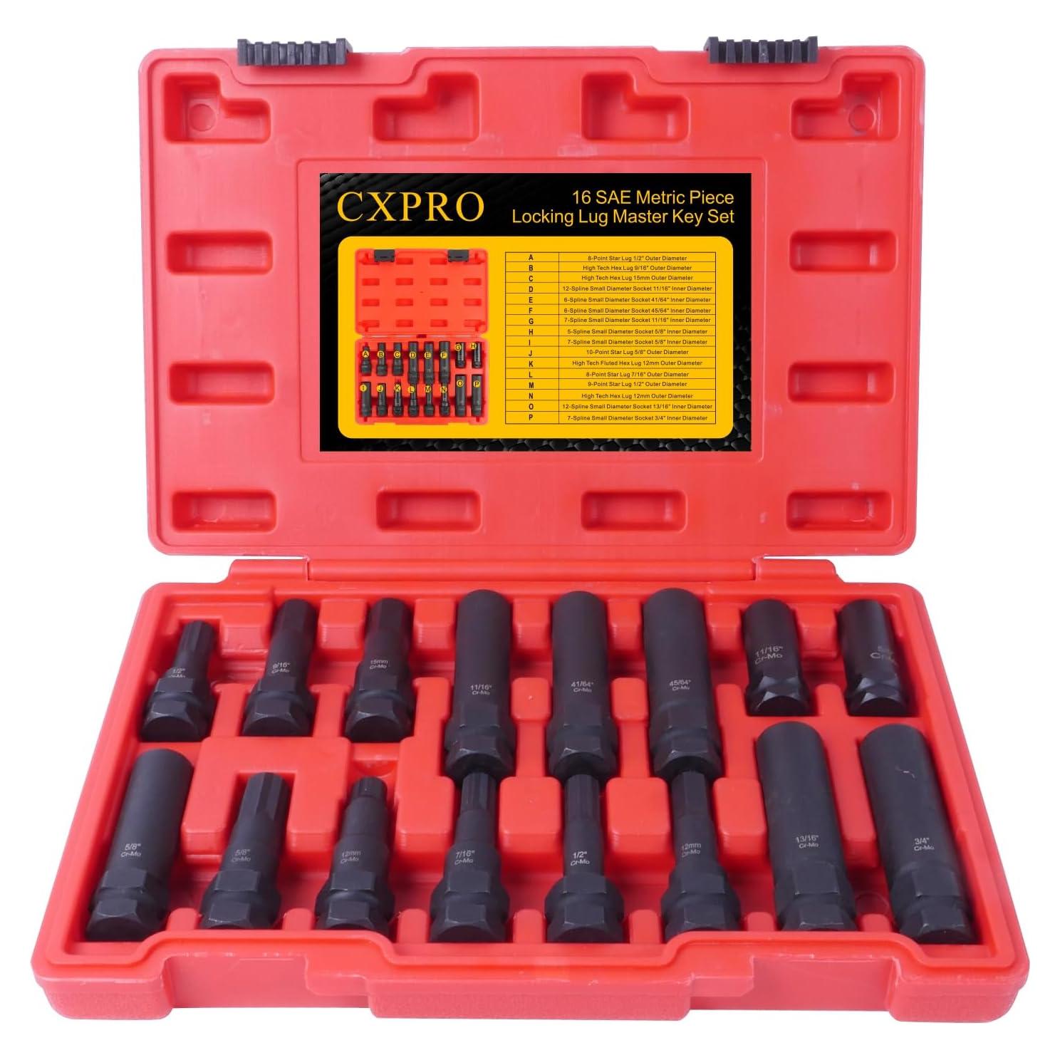 Juego de herramientas CXPRO 16 piezas para tuercas de bloqueo