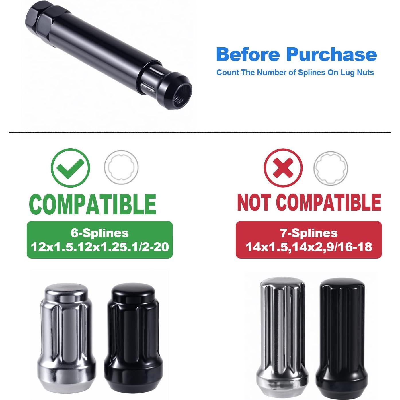 Llave de bloqueo de tuerca de rueda 6 puntas ChnewAuto 90mm