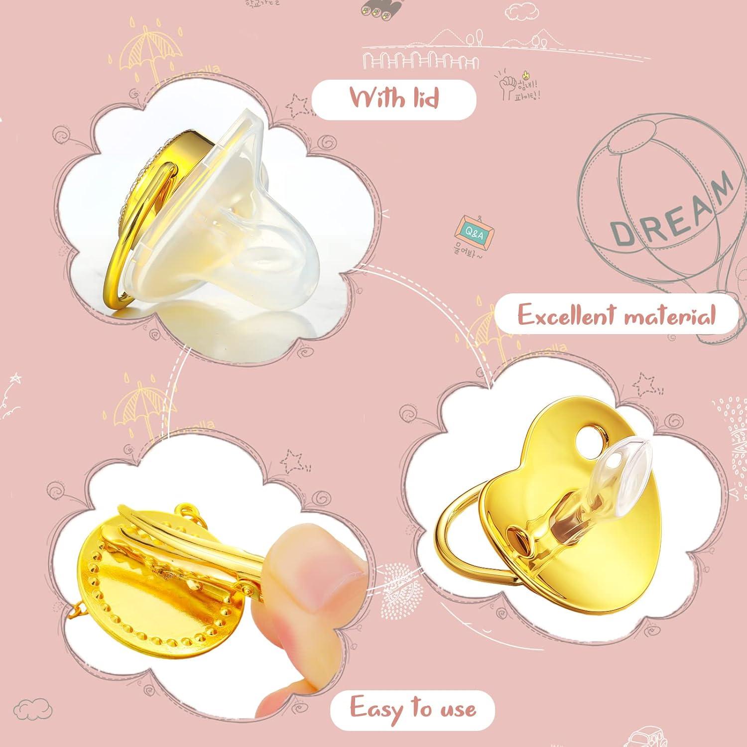 Juego de 3 Chupetes Personalizados con Clip Brillante - Silicona