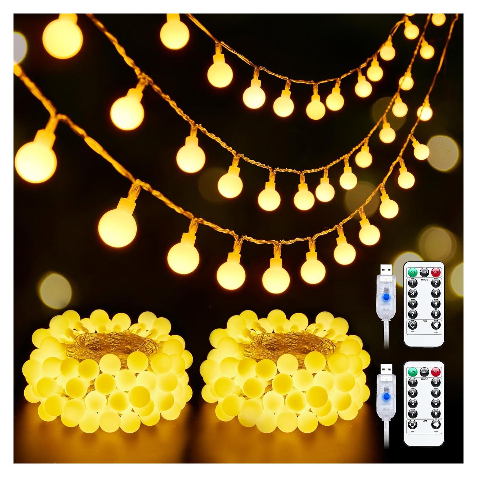 Luces de Cuerda USB Minetom 10m 100 LED Globo Blanco Cálido
