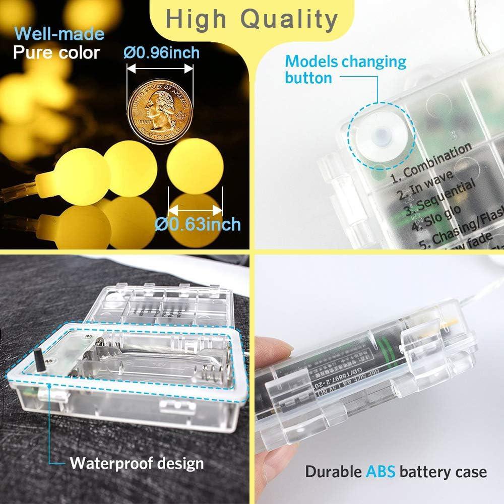 Luces de Cadena LED Globo a Batería YoTelim 6M 40 LEDs Control Remoto