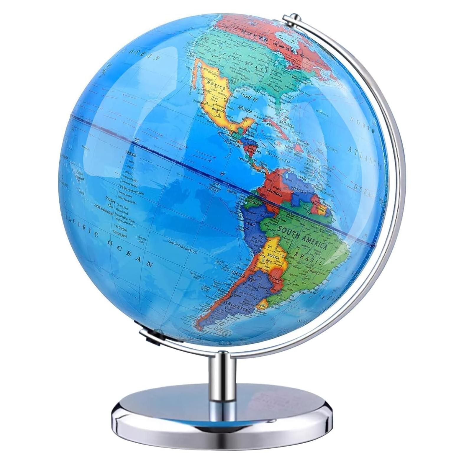 Globo Terráqueo Giratorio TTKTK 20.32 cm Azul con Soporte de Acero