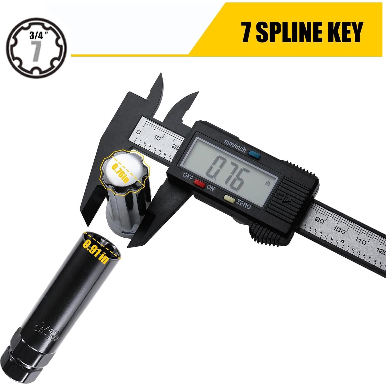 Llave de Tuerca de 7 Puntas GearTrust - Acero Aleado Negro