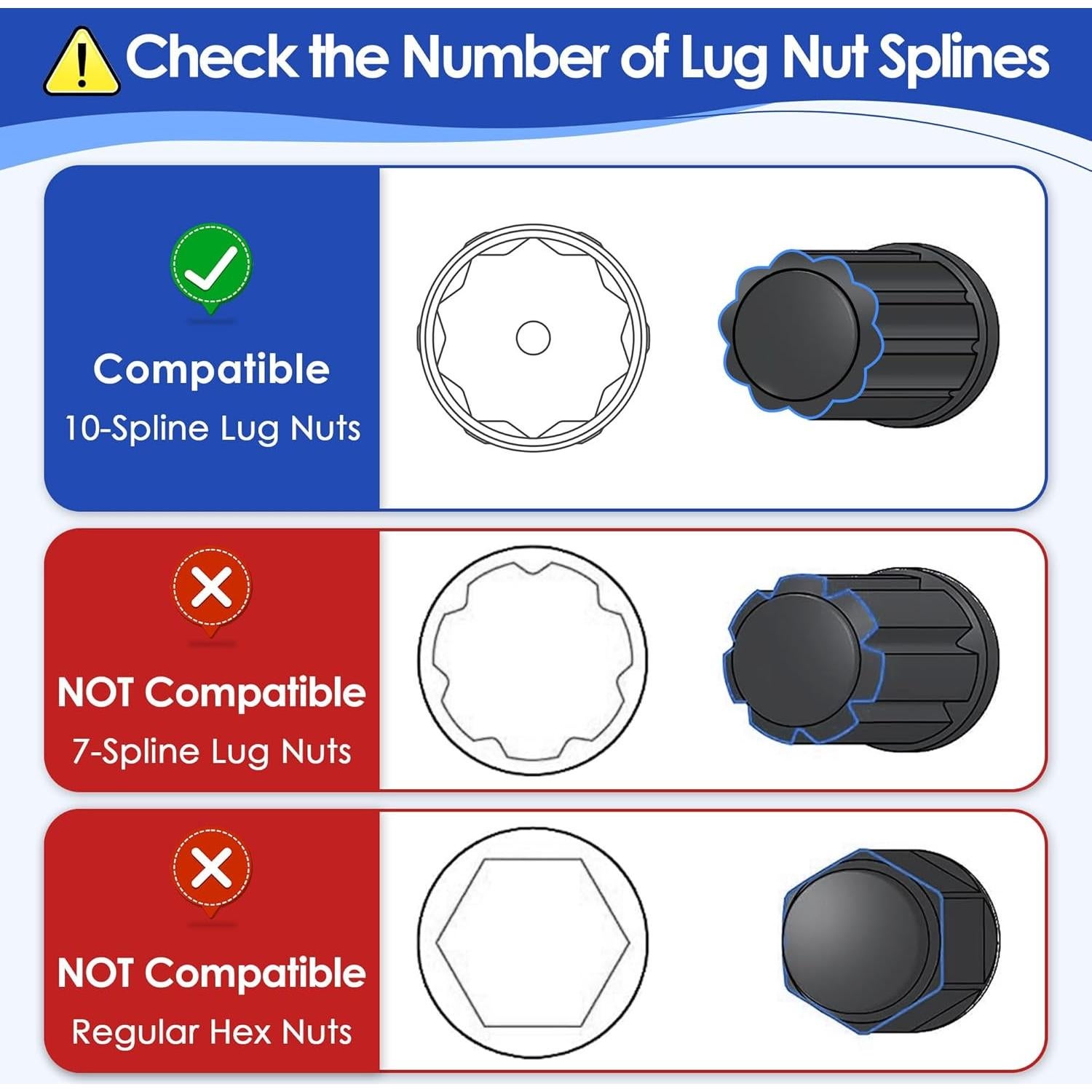 Juego de 3 Llaves de Tuerca Spline 10 Feekoon para SUV