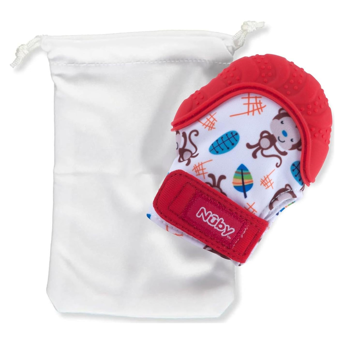 Mitón de Dentición Nuby Rojo con Bolsa de Viaje Higiénica