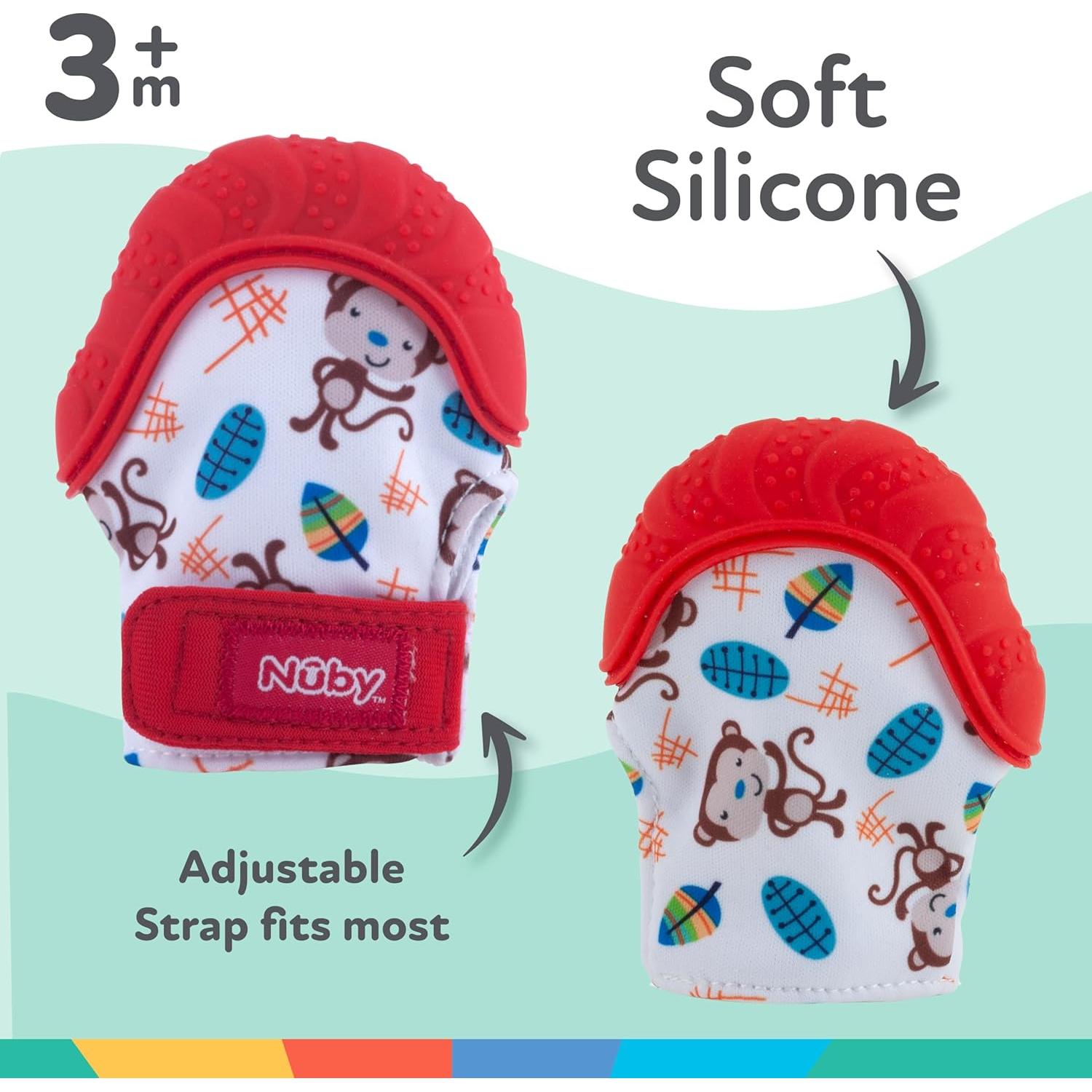 Mitón de Dentición Nuby Rojo con Bolsa de Viaje Higiénica