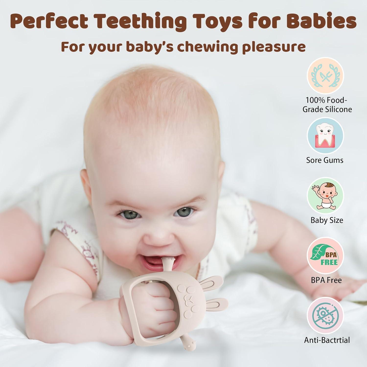 Mordedor de Conejo de Pascua para Bebés Silicona Grado Alimenticio