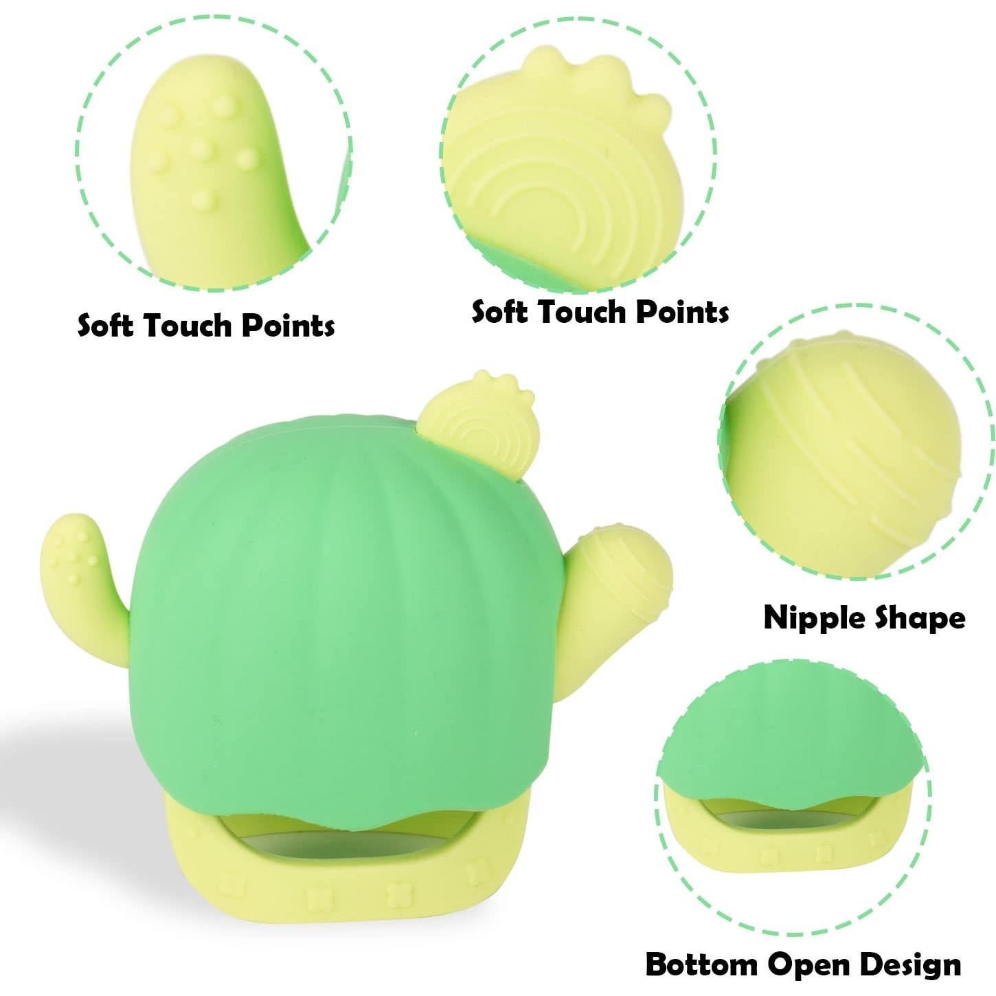 Mitón de Silicona para Dentición Bebés 3+ Meses Cactus BPA Free