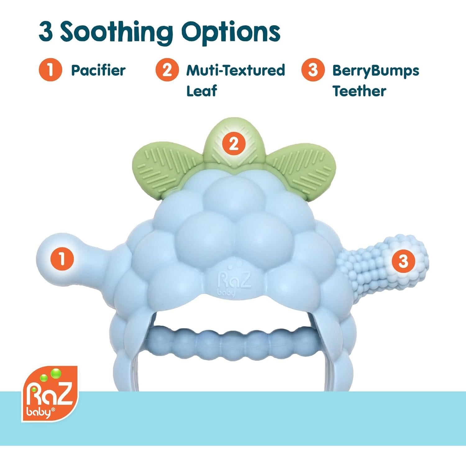 Juguete de Morder RaZbaby RaZberry Grip Silicona 3M+ Azul