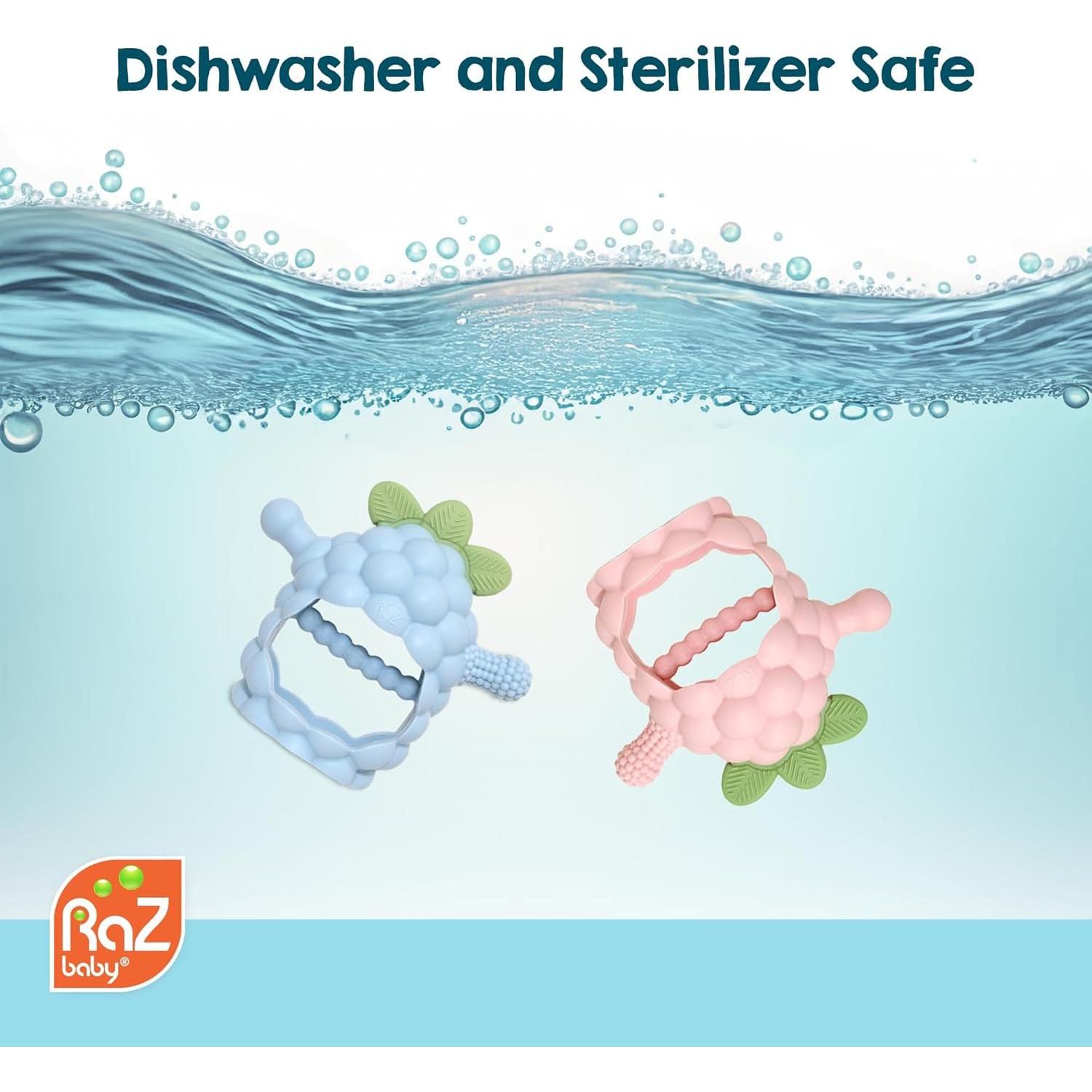 Juguete de Morder RaZbaby RaZberry Grip Silicona 3M+ Azul