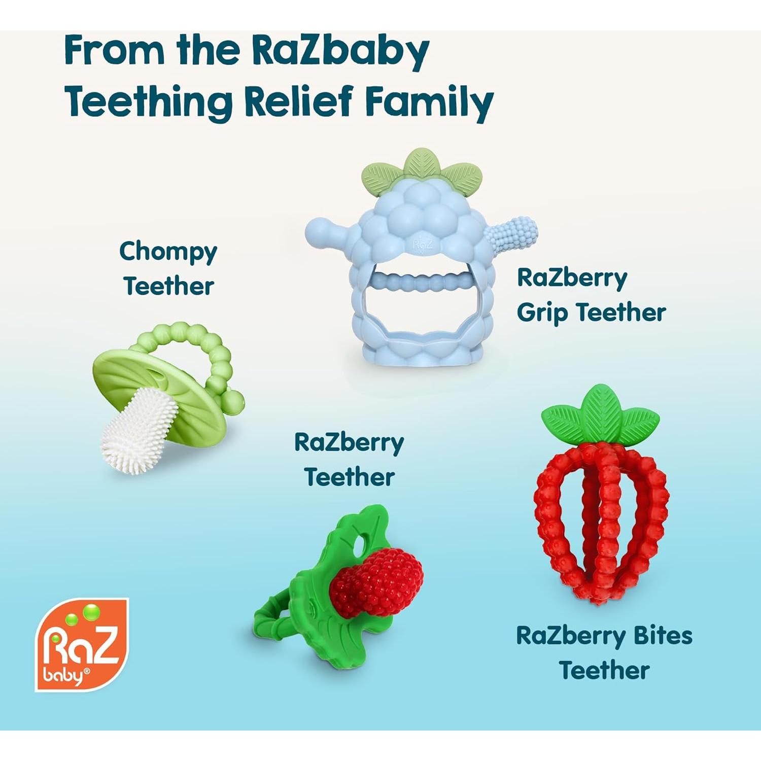 Juguete de Morder RaZbaby RaZberry Grip Silicona 3M+ Azul