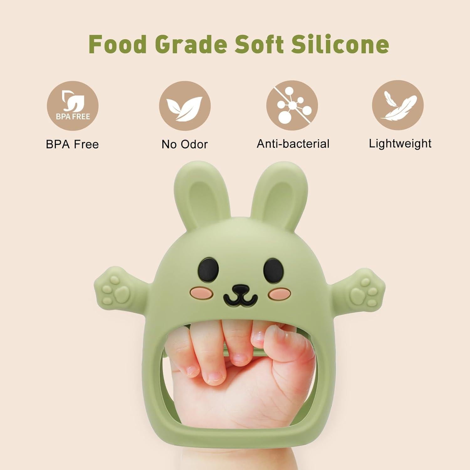 Paquete de 2 Juguetes de Dentición Silicona Suave Bebés 0-12 Meses