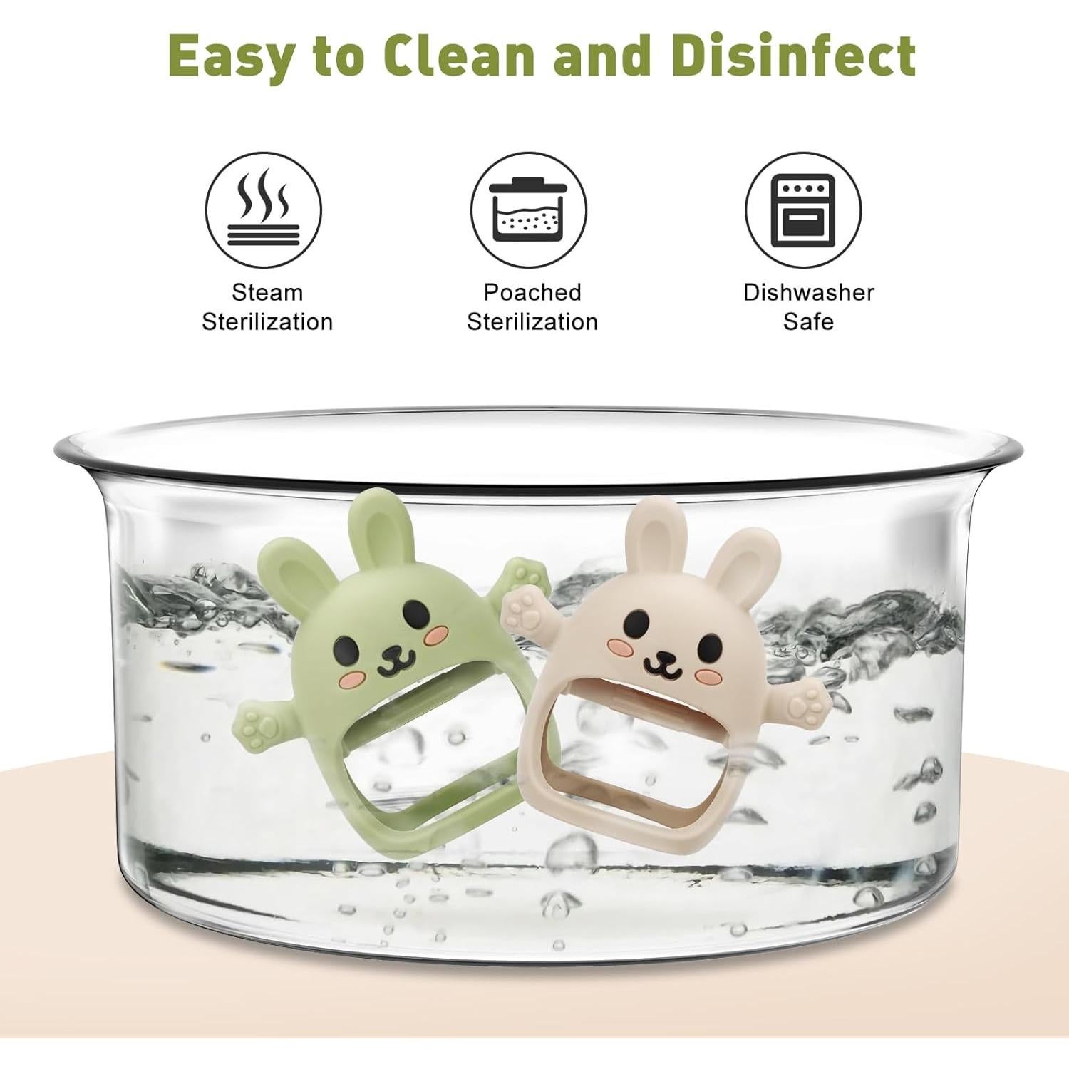 Paquete de 2 Juguetes de Dentición Silicona Suave Bebés 0-12 Meses