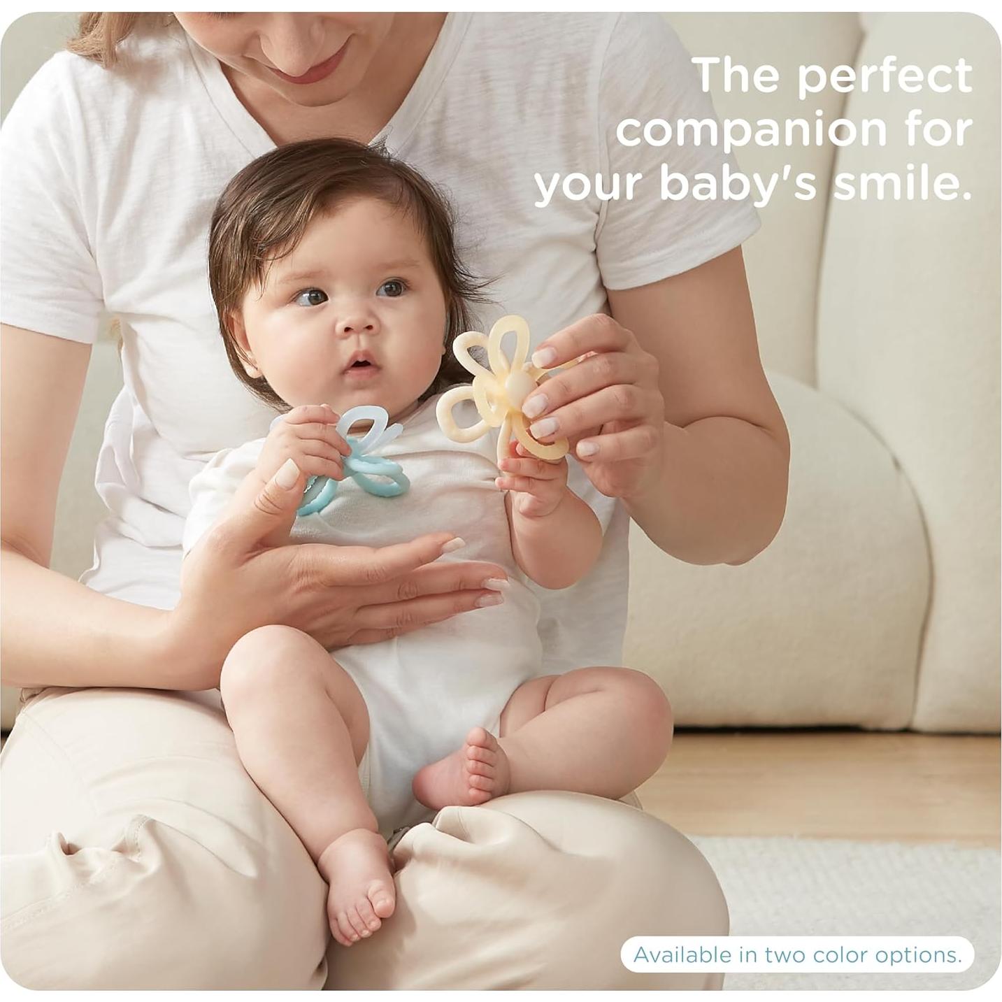 Mordedores para Bebés 3-12 Meses Silicona y Madera Azul