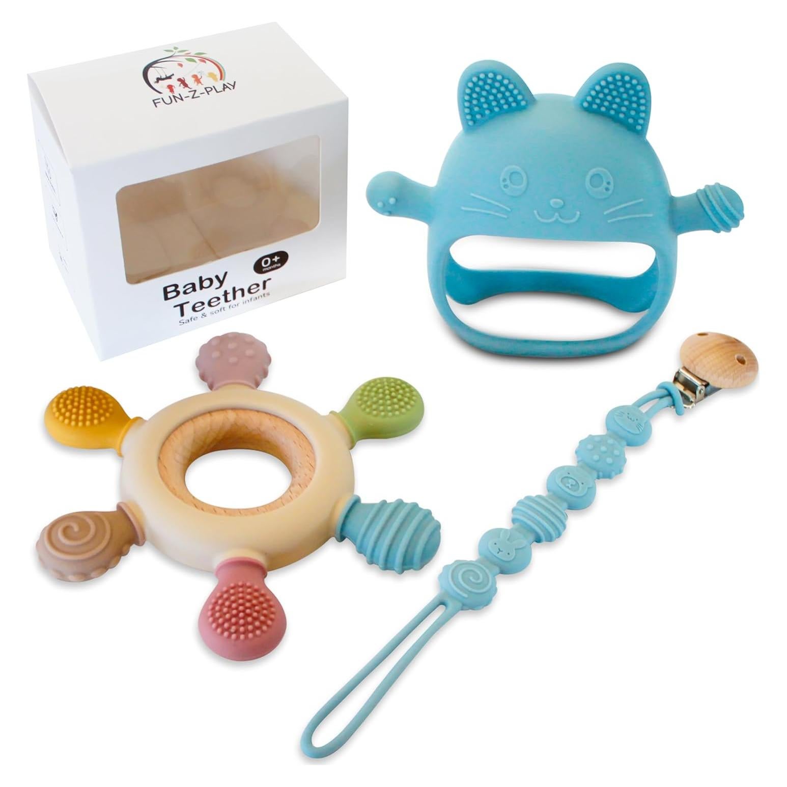 Conjunto de Juguetes de Dentición Fun-Z-Play 3 en 1 Azul