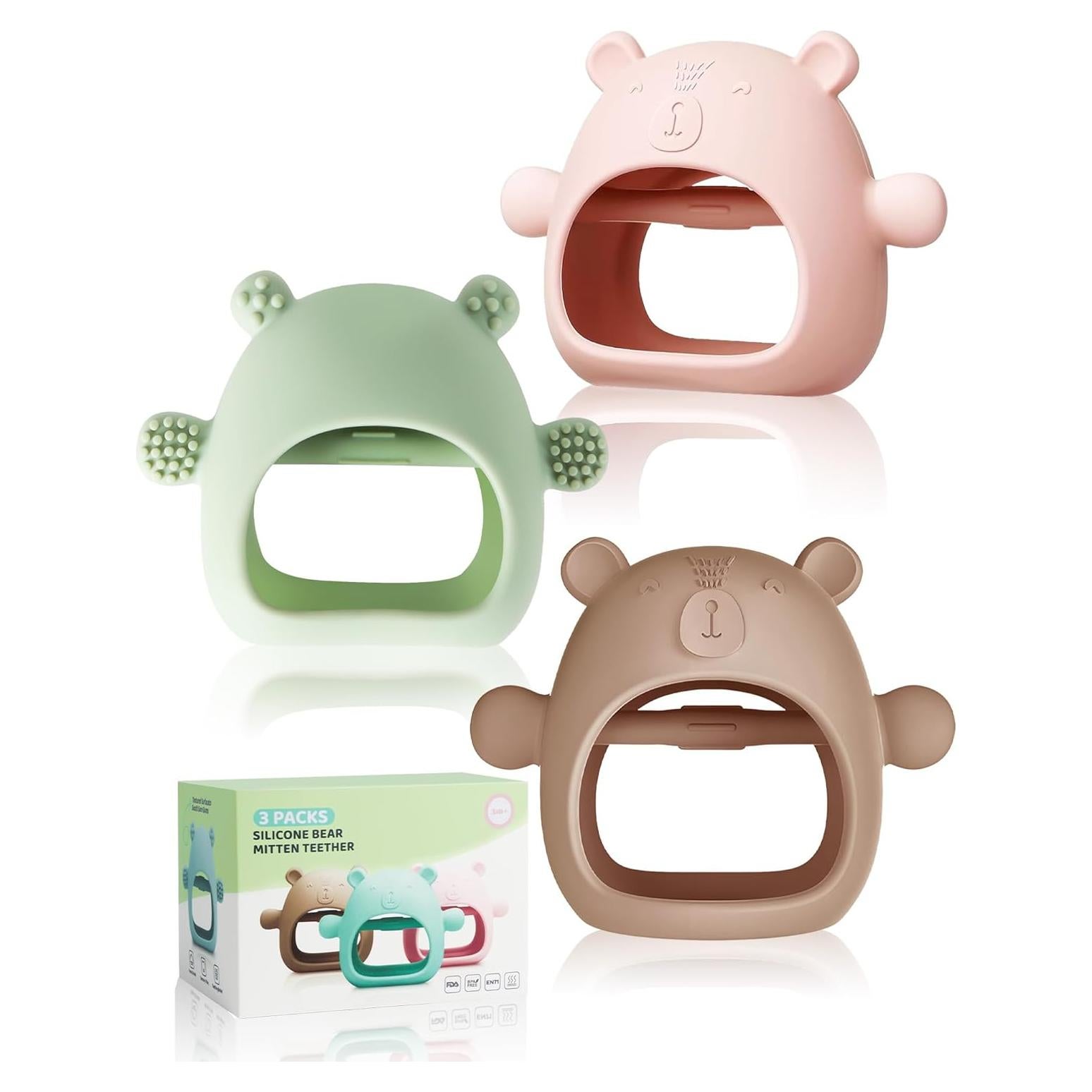 3 Mordedores de Silicona Queerick para Bebés 0-6 Meses