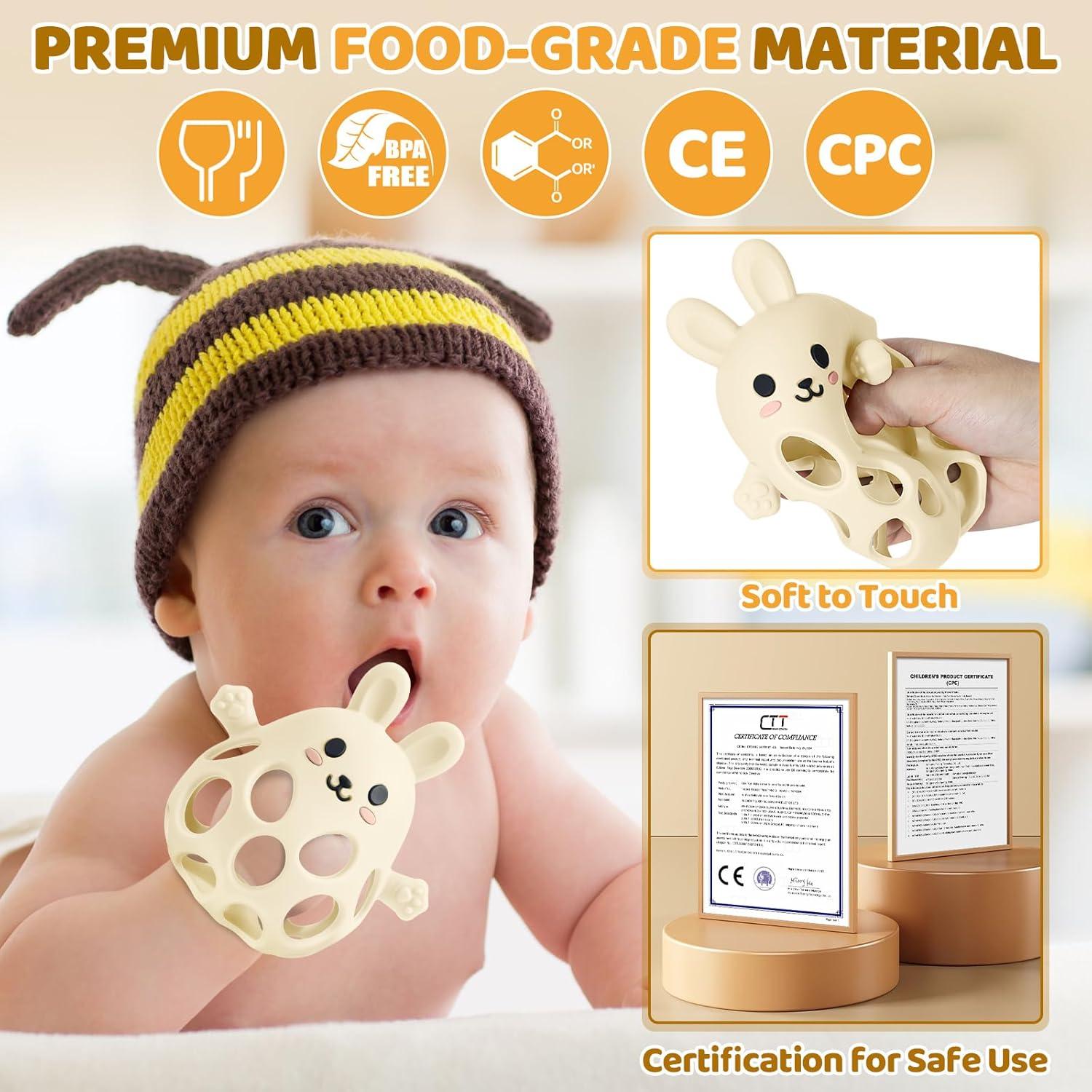 Juguete de Dentición Orzbow Crema 2 en 1 Sonajero y Mordedor