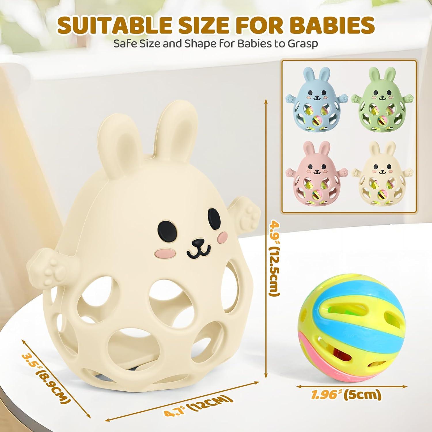 Juguete de Dentición Orzbow Crema 2 en 1 Sonajero y Mordedor