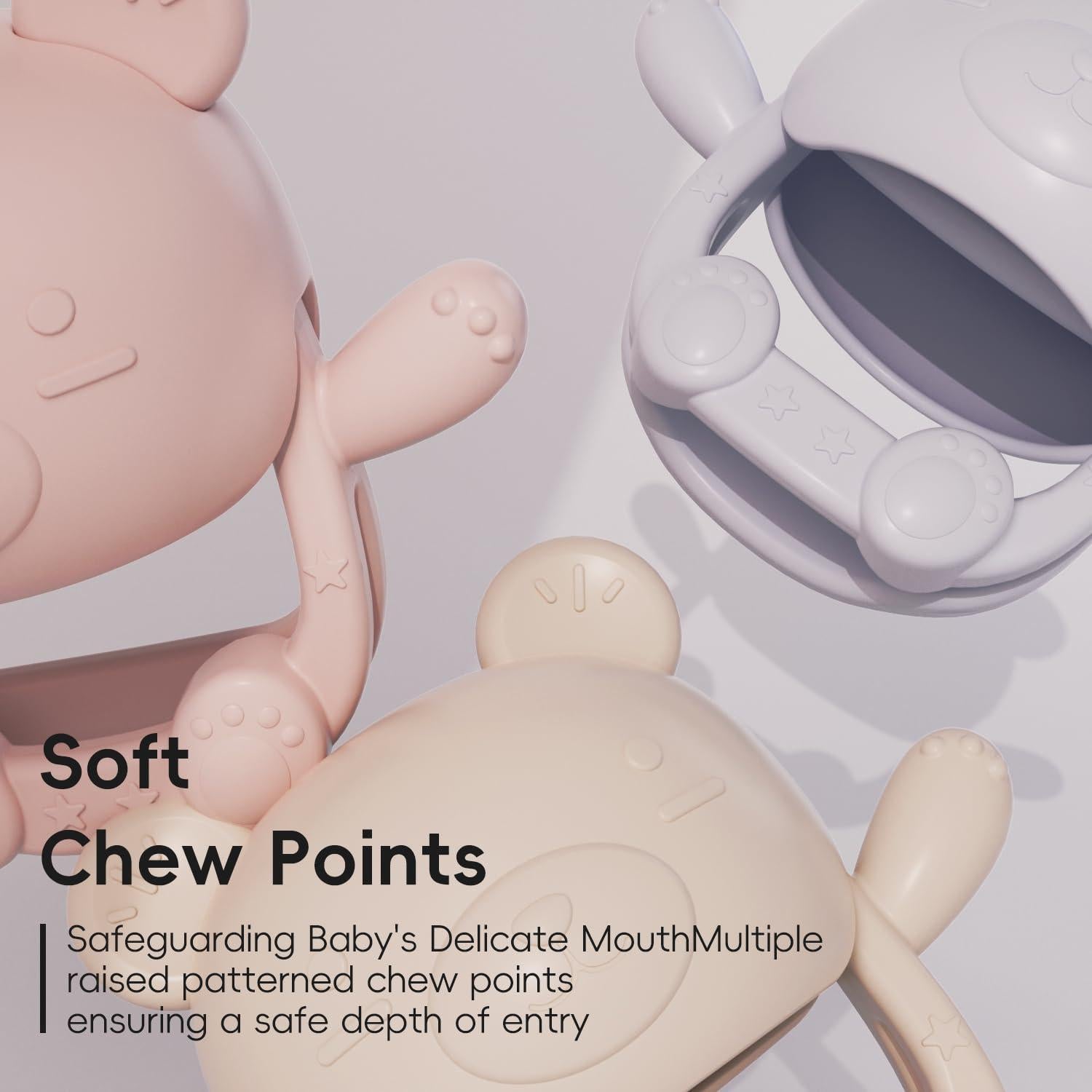 Chupete de Silicona Oso Rosa para Bebés 0-12 Meses - 3 Unidades