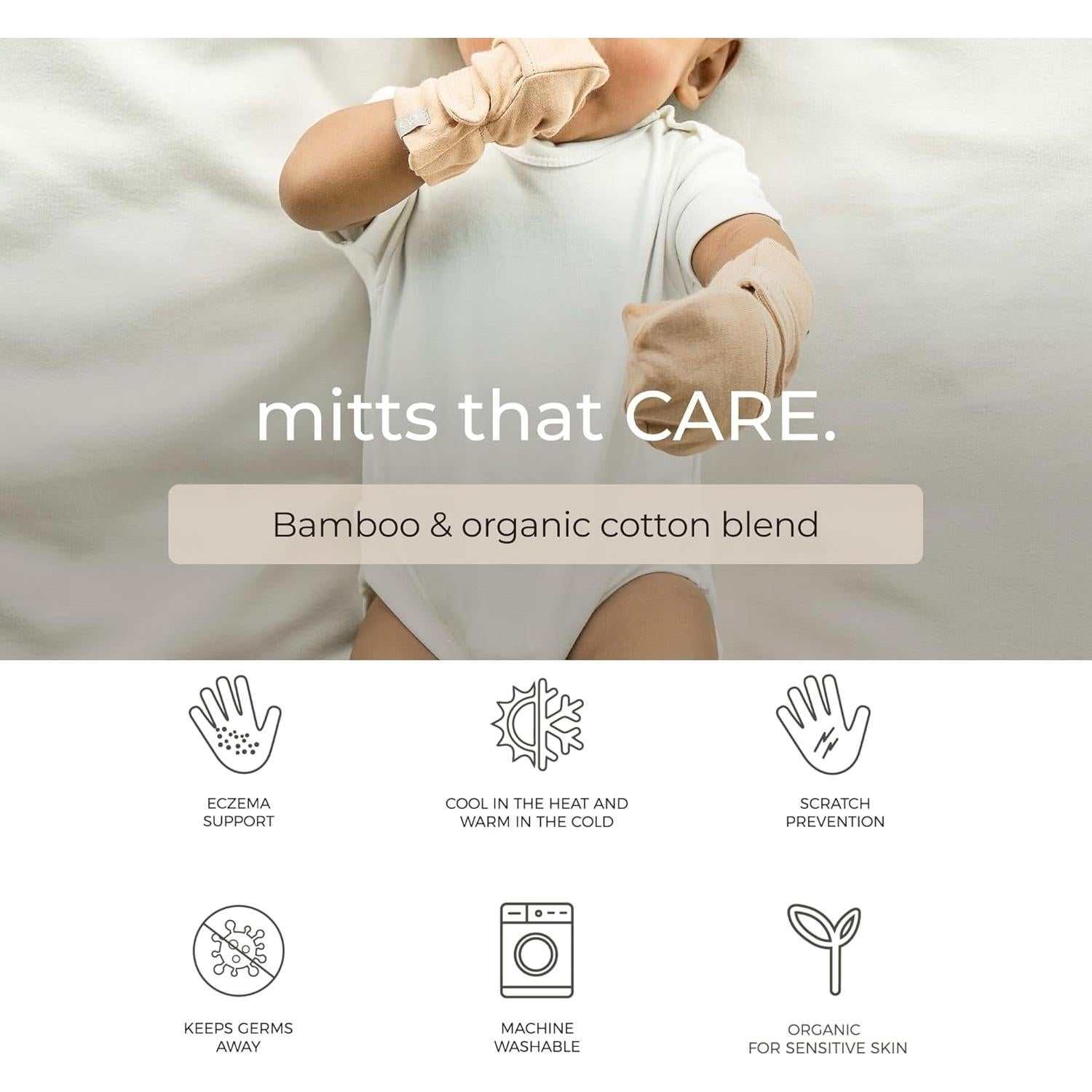 Manoplas de Bambú Viscosa Goumikids 0-3 meses Arenisca