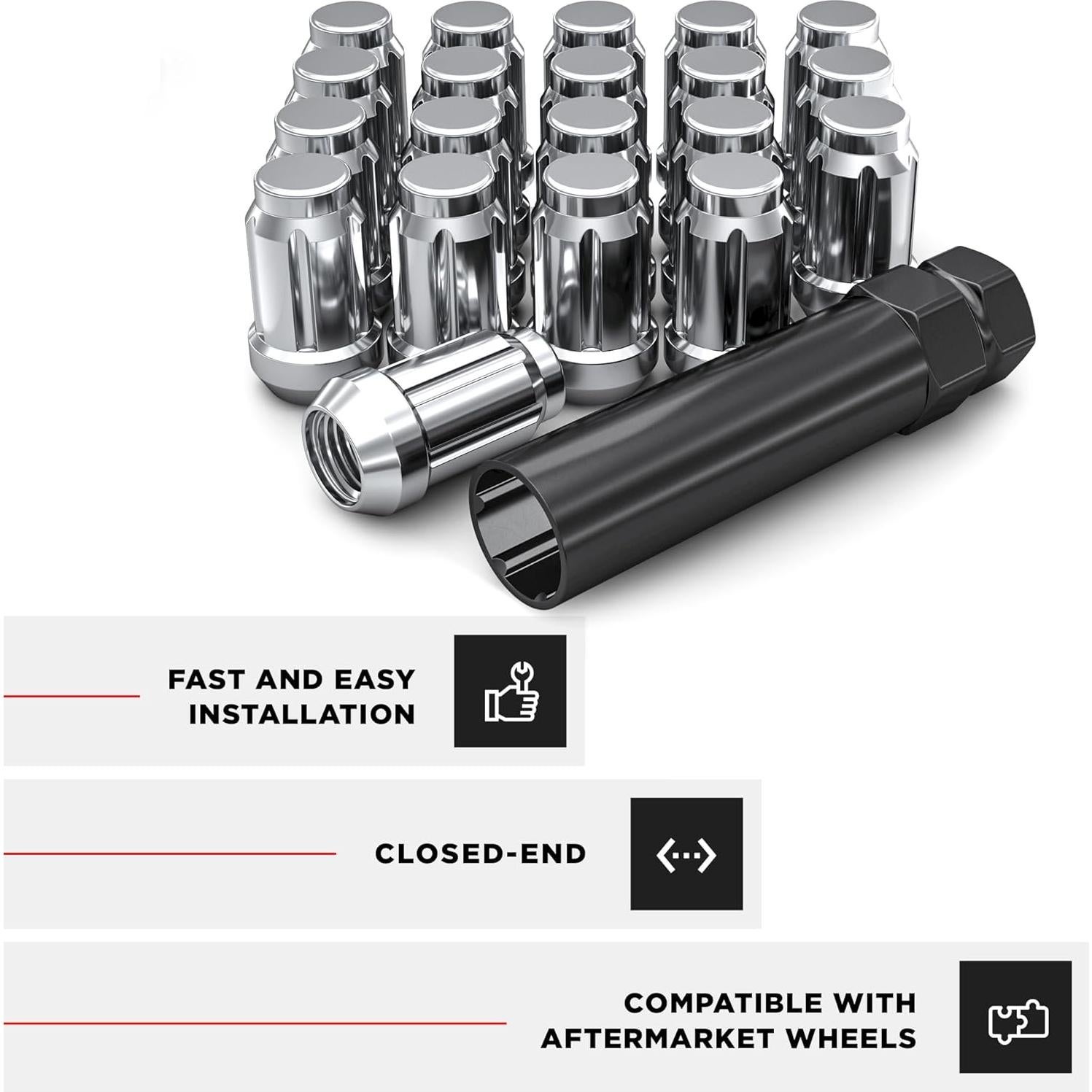 Tuerca de Lluvia Cromada M12x1.5 White Knight 3807-20AM - Paquete de 20