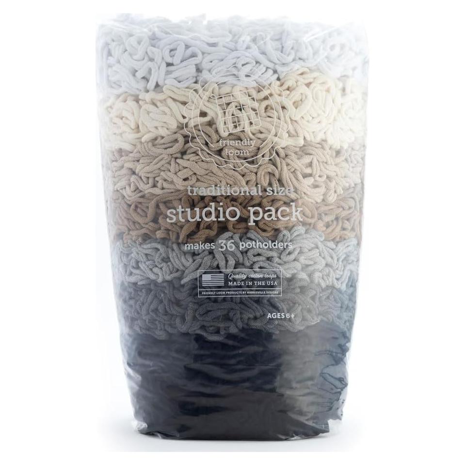 Kit de Tejido de Posavasos Friendly Loom - Algodón Neutro 36 Piezas