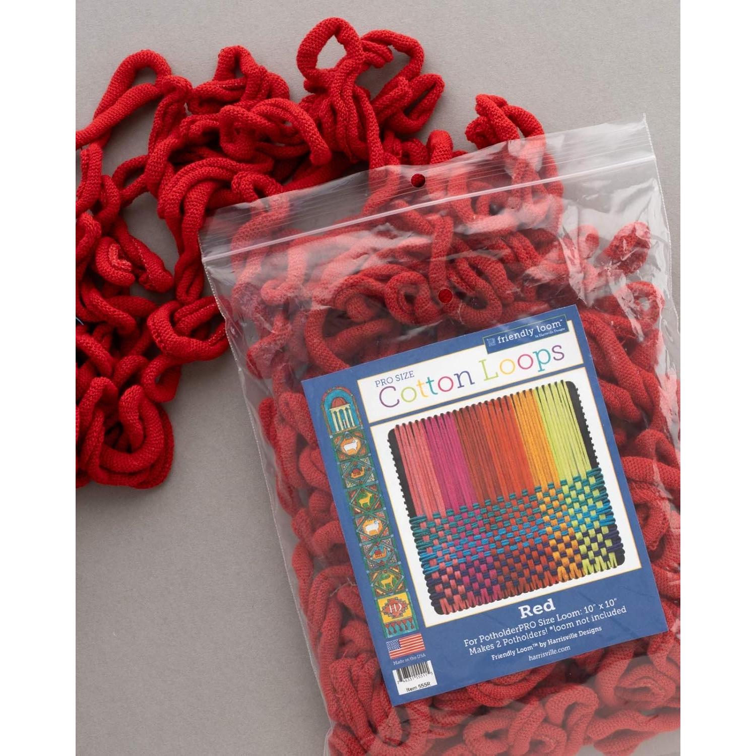 Bucles de Algodón PRO Harrisville para Potholders 10" Rojos