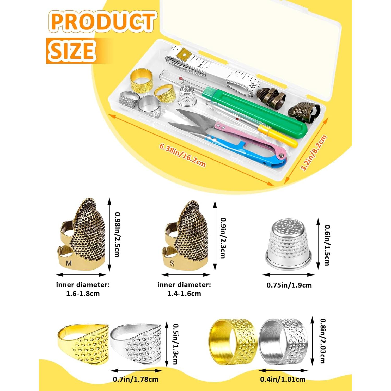 Kit de Dedales FIVEIZERO - 7 Dedales de Metal y Herramientas de Costura