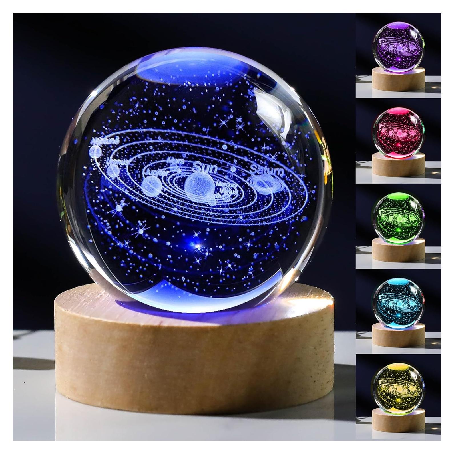 Bola de Cristal 3D del Sistema Solar 6 cm con Base LED