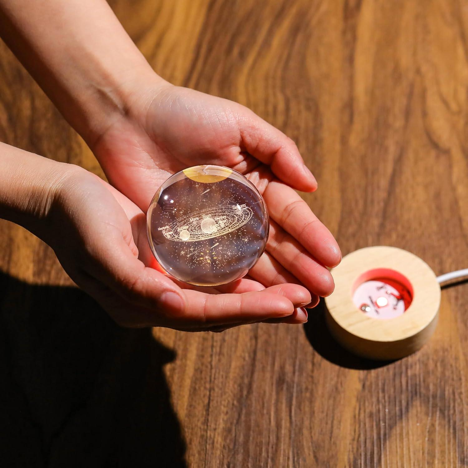 Bola de Cristal 3D del Sistema Solar 6 cm con Base LED