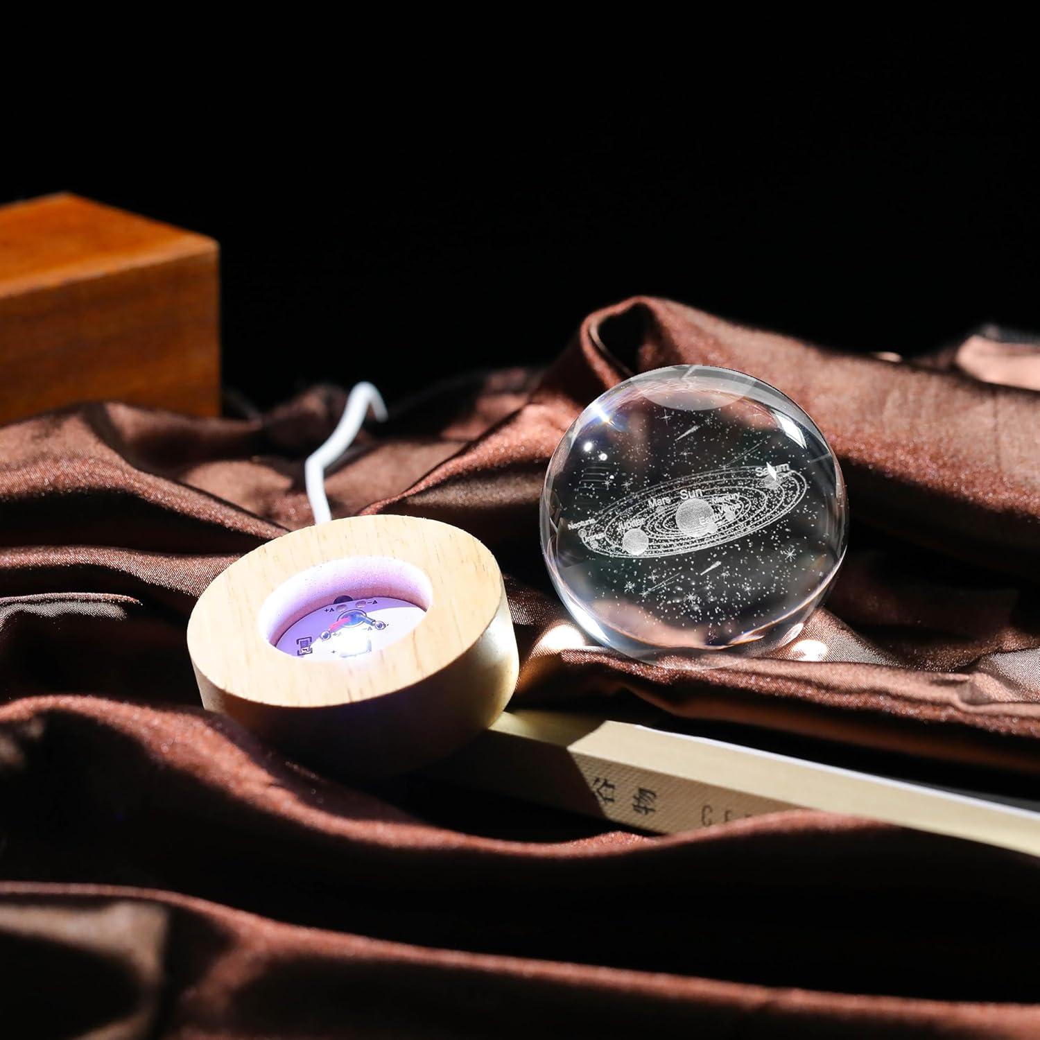 Bola de Cristal 3D del Sistema Solar 6 cm con Base LED