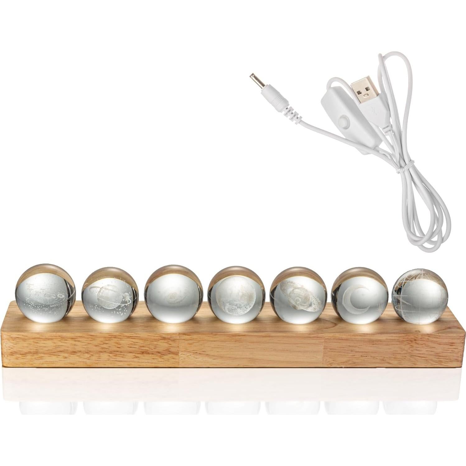 Modelo 3D Sistema Solar Bola de Cristal LED con Base de Madera