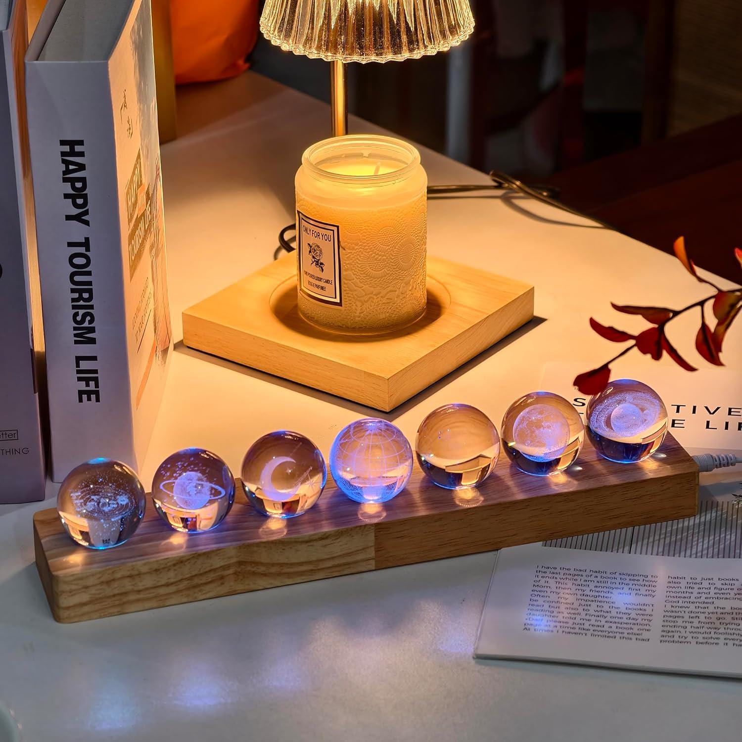 Modelo 3D Sistema Solar Bola de Cristal LED con Base de Madera