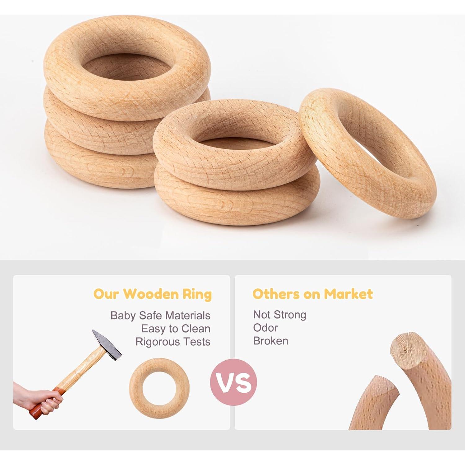 Mordedor de Dentición para Bebés Rosa - Silicona y Madera