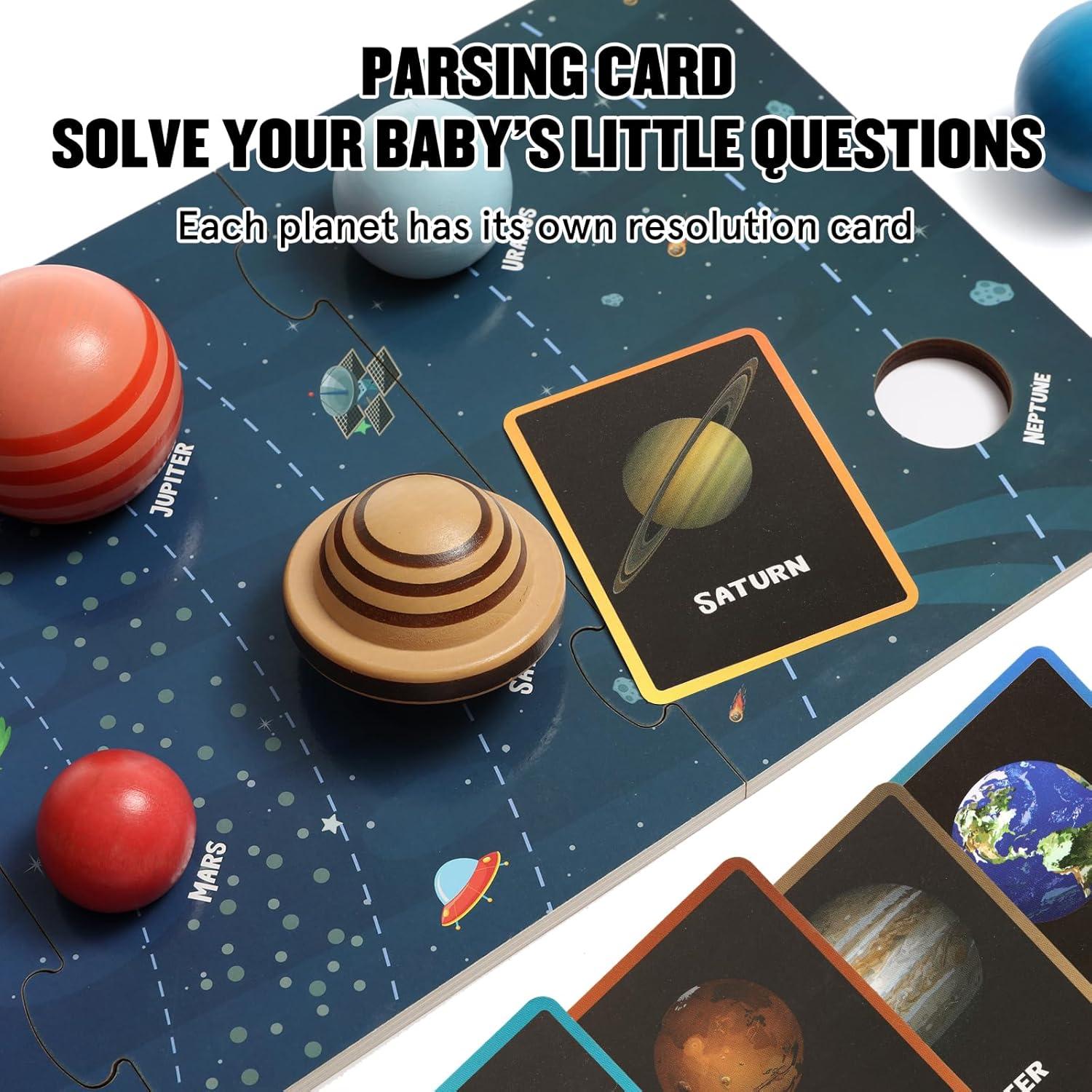 Modelo de Sistema Solar de Madera Htyibfs con Planetas y Astronautas