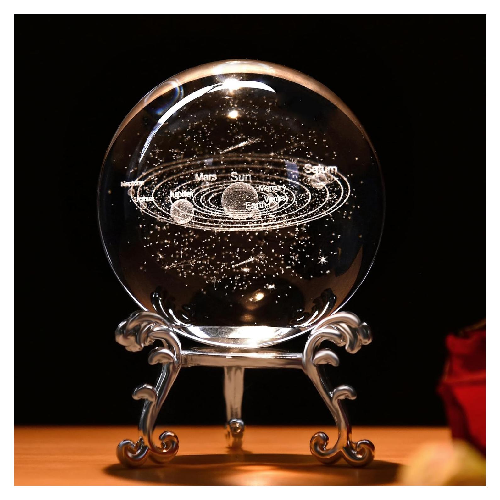 Bola de Cristal 3D Sistema Solar IFOLAINA 6cm con Soporte
